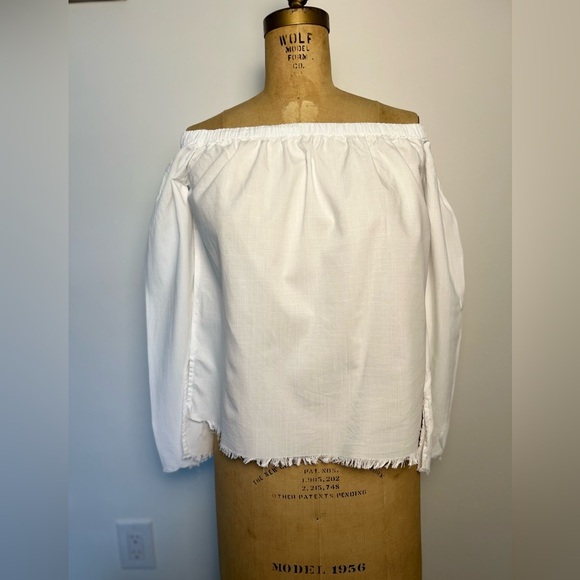 Anthropologie Cloth & Stone white off the shoulder long sleeve blouse XS - Picture 1 of 8